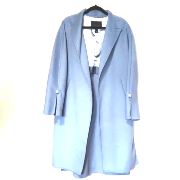 Anna & Chris Wool Blend Trench Pea Coat Chambray Blue Size Small - Picture 11 of 11